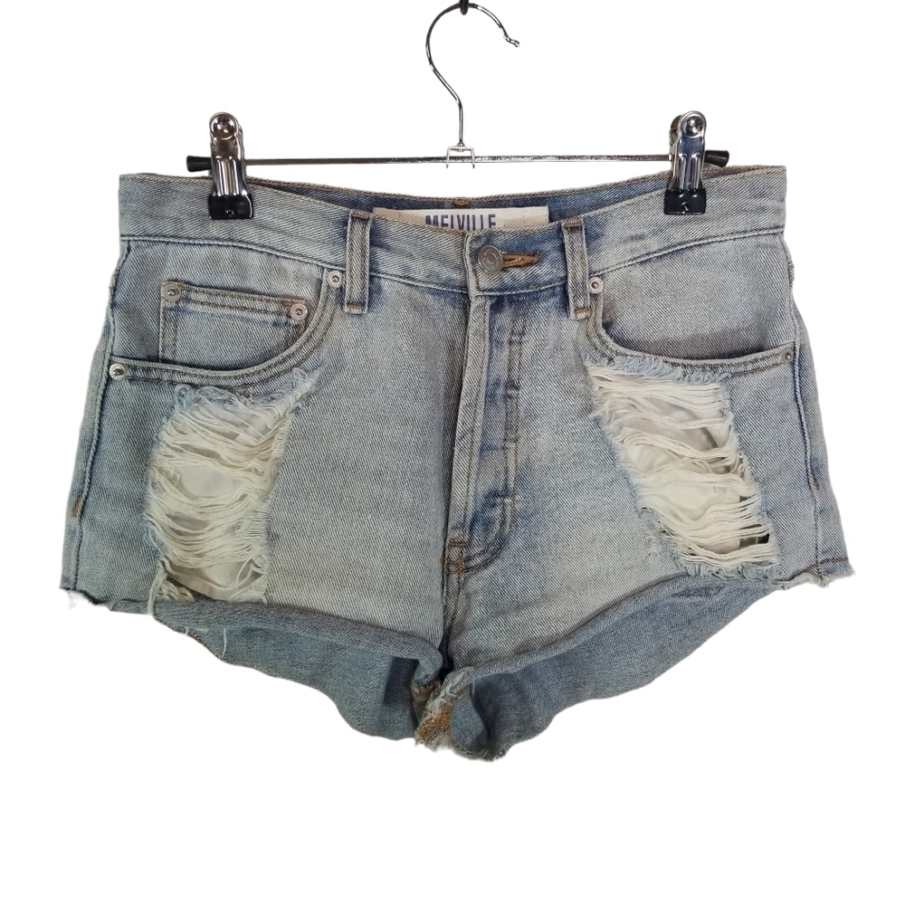 Brandy Melville distressed denim button fly jean shorts
